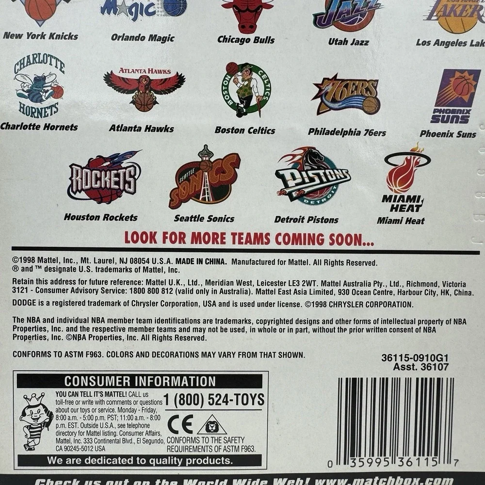 1998 Matchbox Chicago Bulls NBA Collection Dodge Viper Car Vtg Toy Sealed *READ*